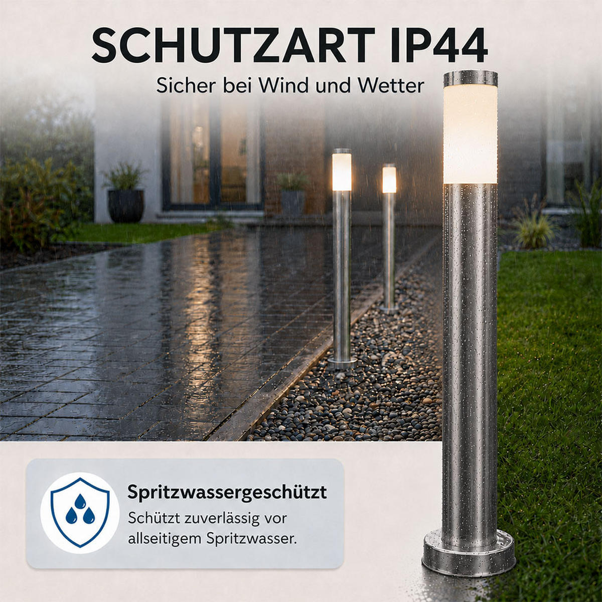 LED STEHLAMPE Edelstahl Silber opal - Silberfarben, Metall (12.7/12.7/110cm) - Globo Lighting
