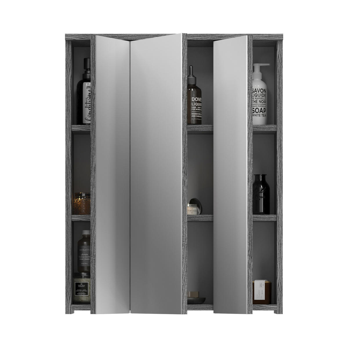 SPIEGELSCHRANK Blake Bad in Rauchsilber Nachbildung und Spiegelglas B/H/T: 60x77x21 cm - Silberfarben, Holz (60/77/21cm)