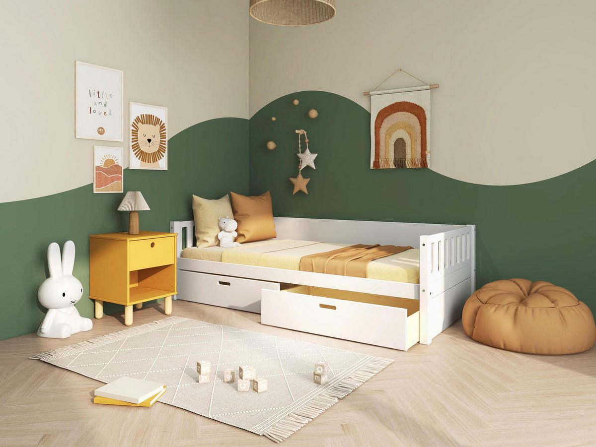 KINDERBETT VIGGO Weiß 208x98x61 cm - Weiß, Holz - FURNLUX