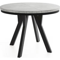 ESSTISCH Strato Black runder ausziehbarer, Beton grau 100-140/100/77 cm - Hellgrau/Schwarz, Holz/Holzwerkstoff (100/140/77cm) - WFL GROUP