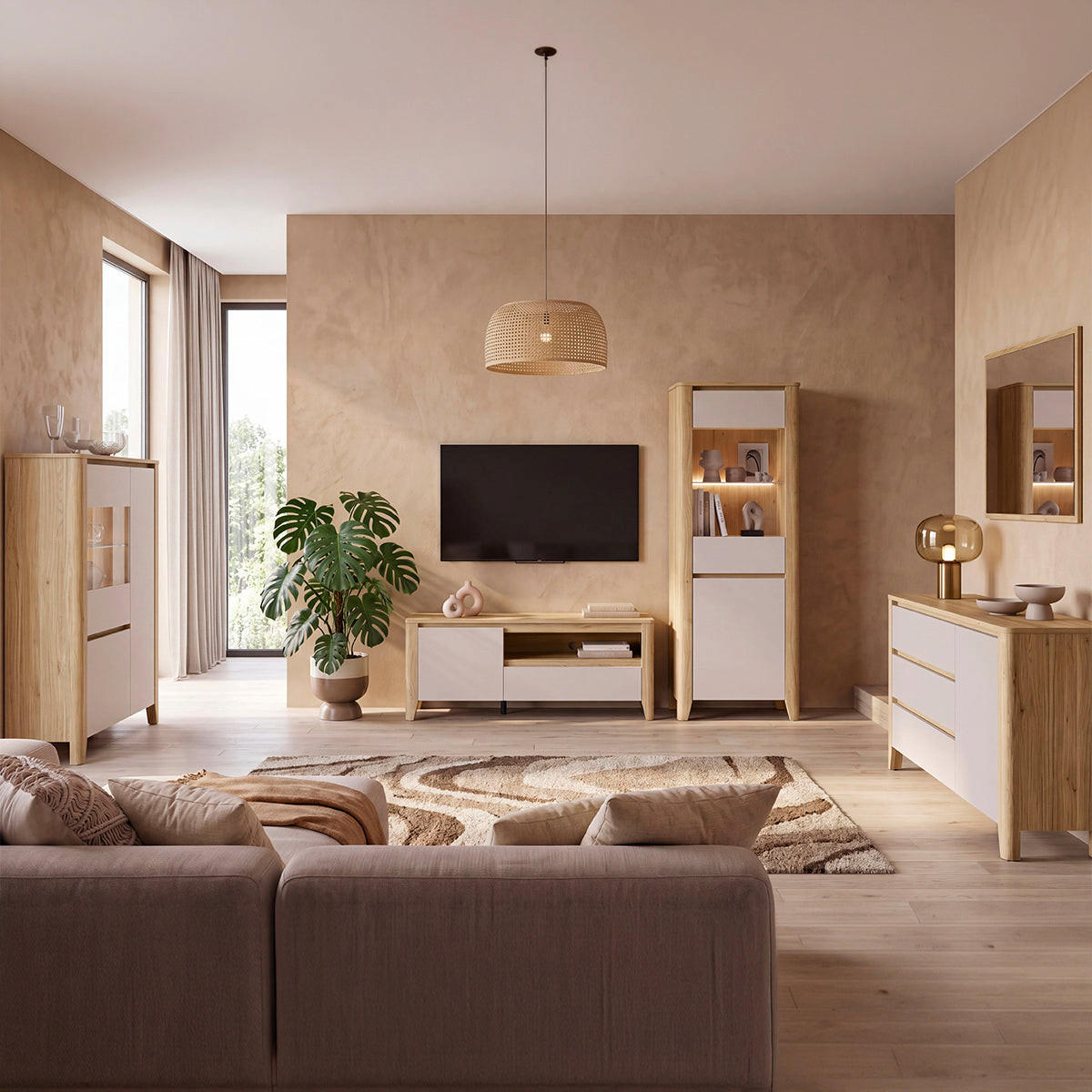 TV STOLÍK Samara Drevo - béžová, kompozitné drevo (161/64.5/42.5cm) - Petits-meubles