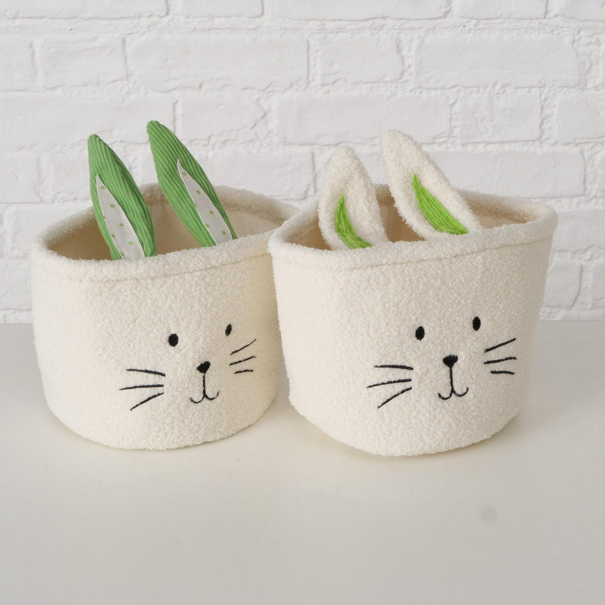 KORB Nikkel mit Hasenmotiv - Beige, Textil (18/27/18cm) - Boltze Home