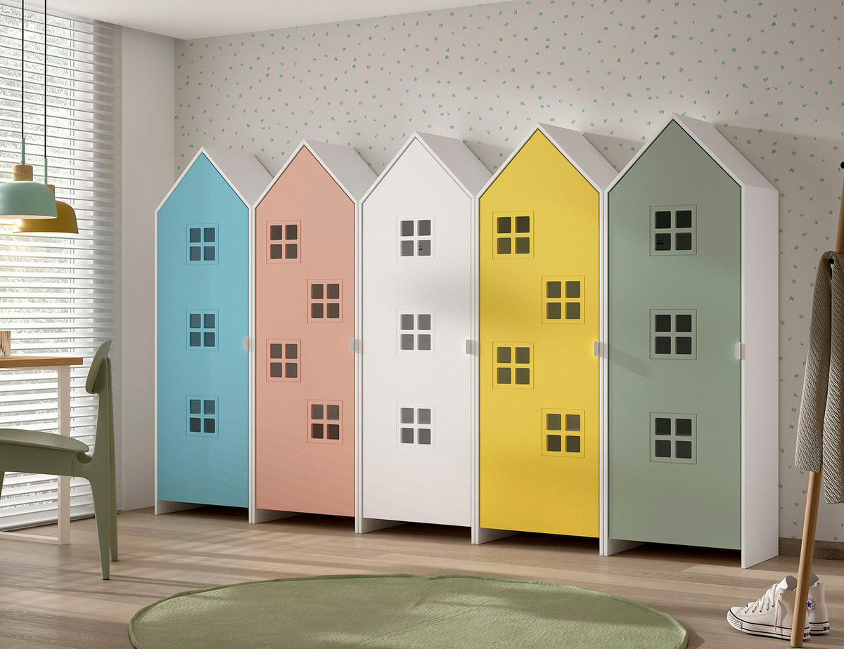 REGALSCHRANK Set Kania 288x37x171 MDF Weiß /Bunt - Multicolor, Holzwerkstoff (288/171/37cm) - 58aufmkessel