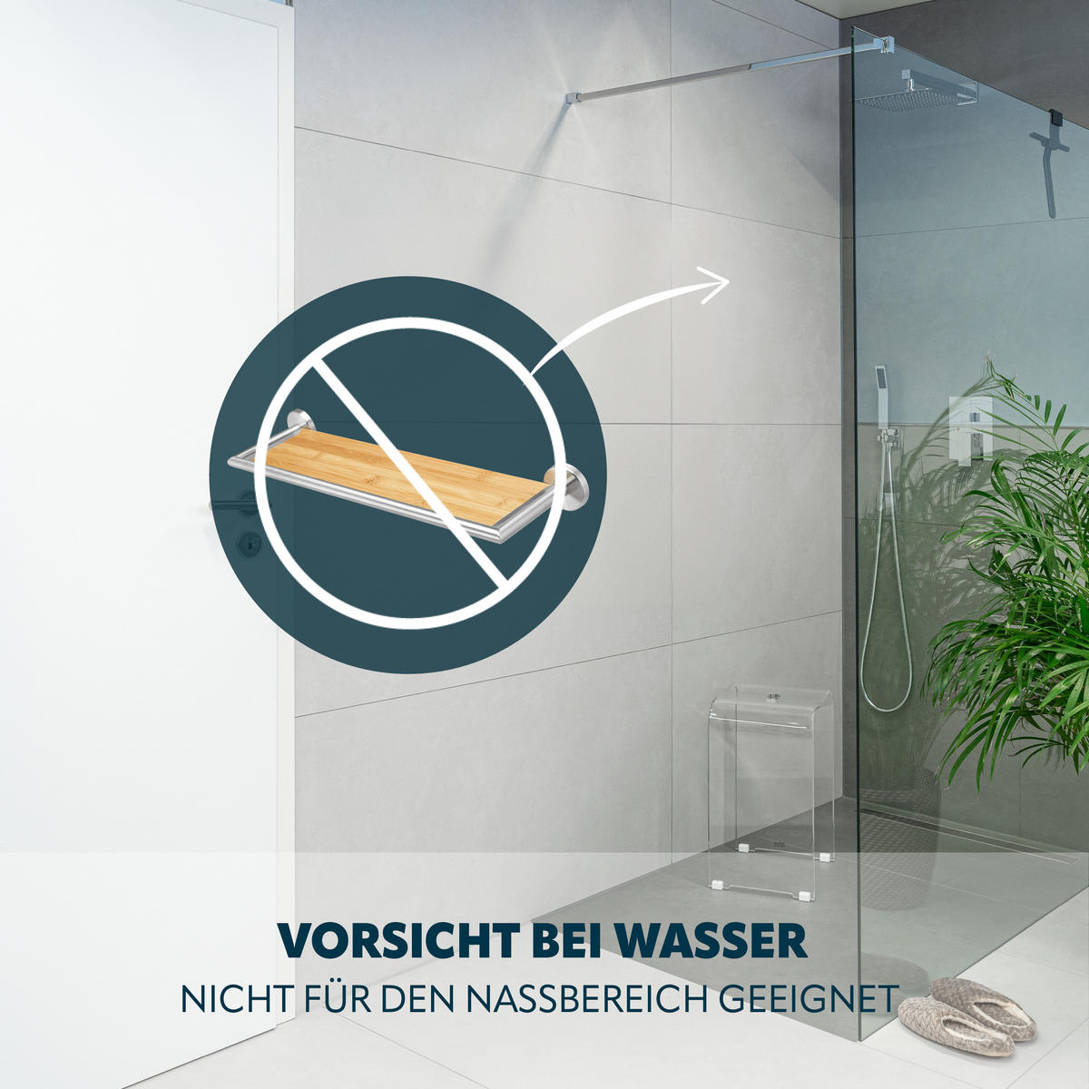 WANDABLAGE PIAZZA, Edelstahl und Bambus - Braun, Holz (53.5/6/14cm) - bremermann