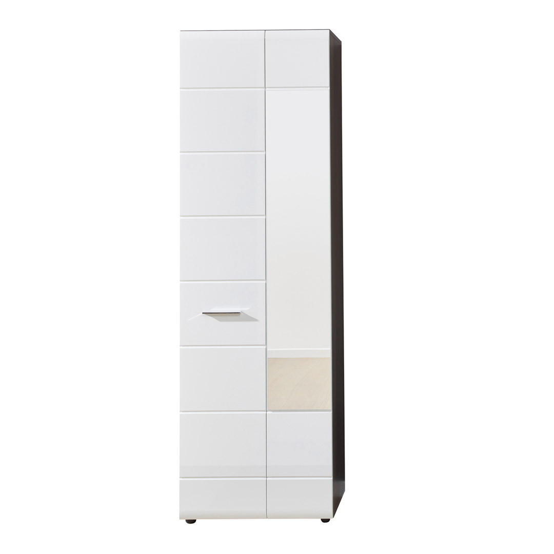 KLEIDERSCHRANK weiß hochglanz - Silberfarben, Holzwerkstoff (60/191/35cm) - ebuy24