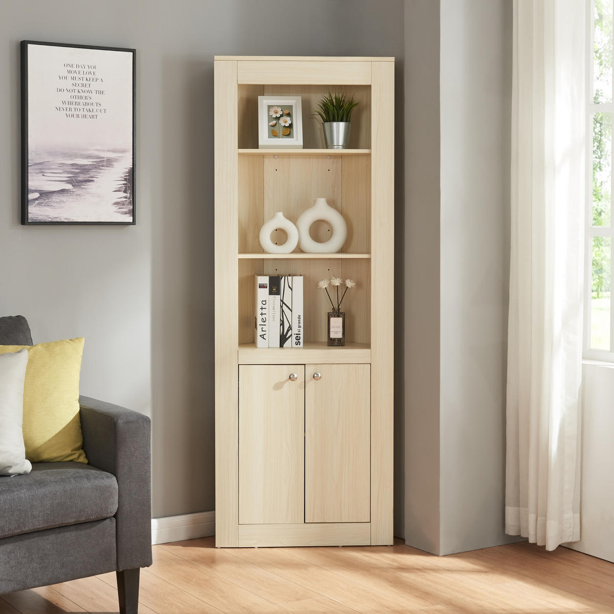 ECKSCHRANK Eura - Eichefarben, Holzwerkstoff (62/170/30cm) - [en.casa]