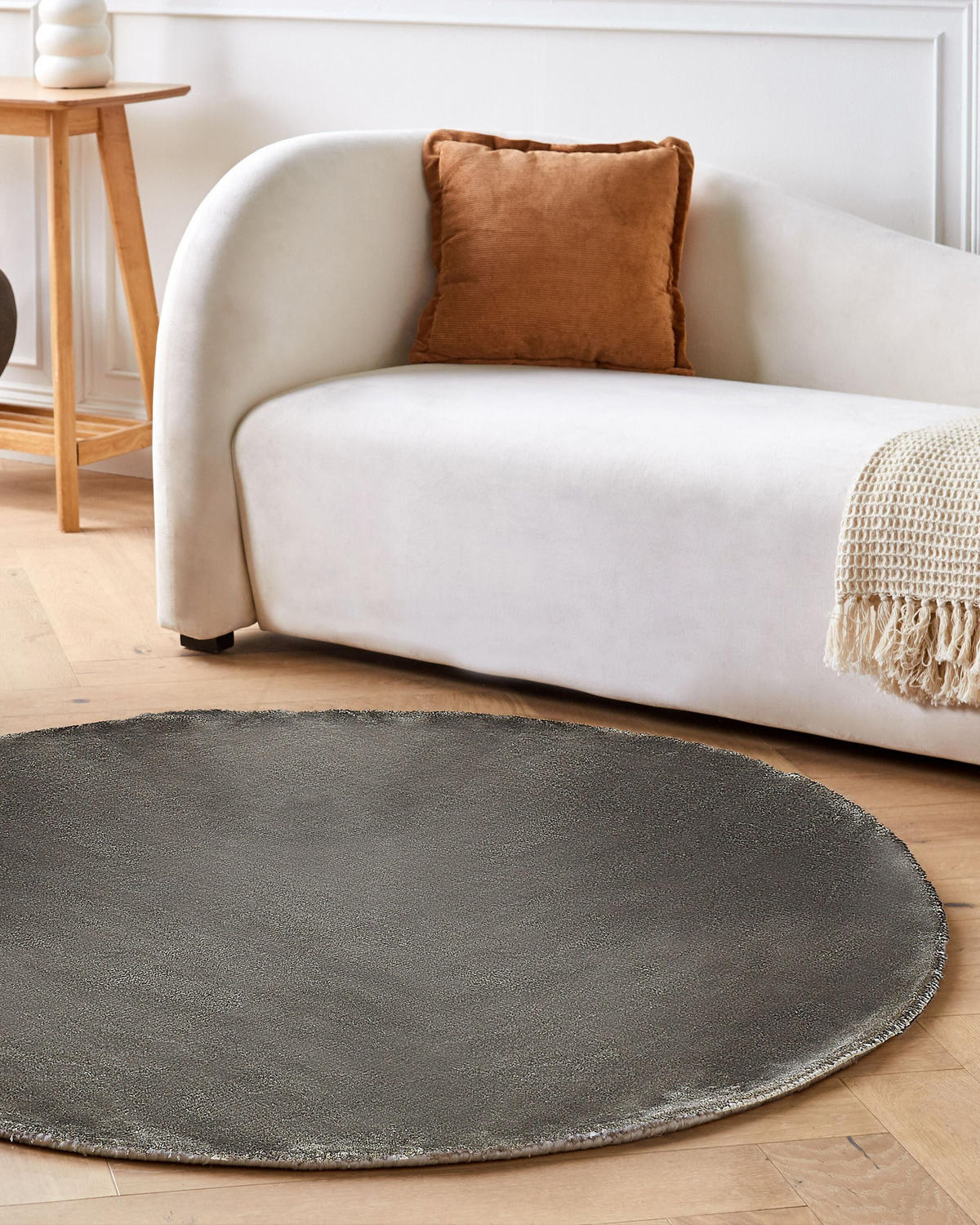 KURZFLOR-TEPPICH Gesi II 140/140 cm - Grau, Naturmaterialen (140/140cm) - Beliani