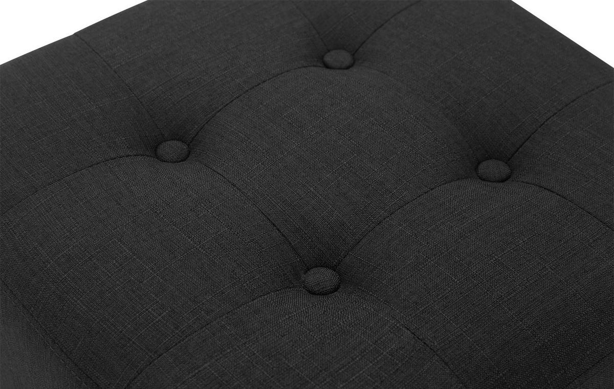 SITZWÜRFEL eckig 45/45/46 cm Stoff schwarz - Schwarz/Naturfarben, Holz/Textil (45/46/45cm) - CLP