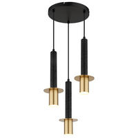 HÄNGELEUCHTE SHANNA Metall Schwarz matt LED 3-flammig - Schwarz, Metall (33/33/130cm) - Globo Lighting