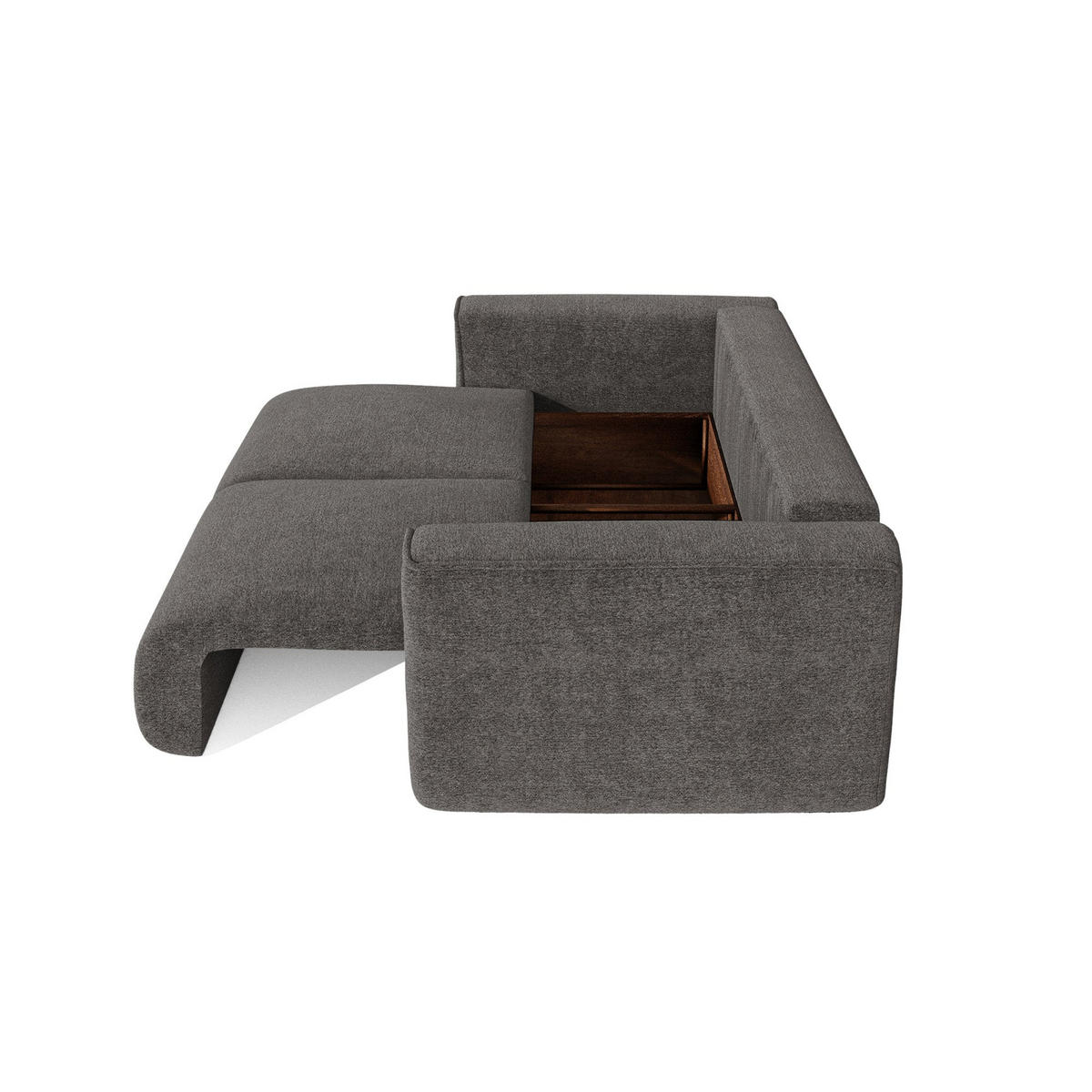 SCHLAFSOFA mit Stauraum COMO Bouclé-Stoff Graphitgrau 254cm - Dunkelgrau/Graphitfarben, Textil (254/78/95cm) - Premium Interiors