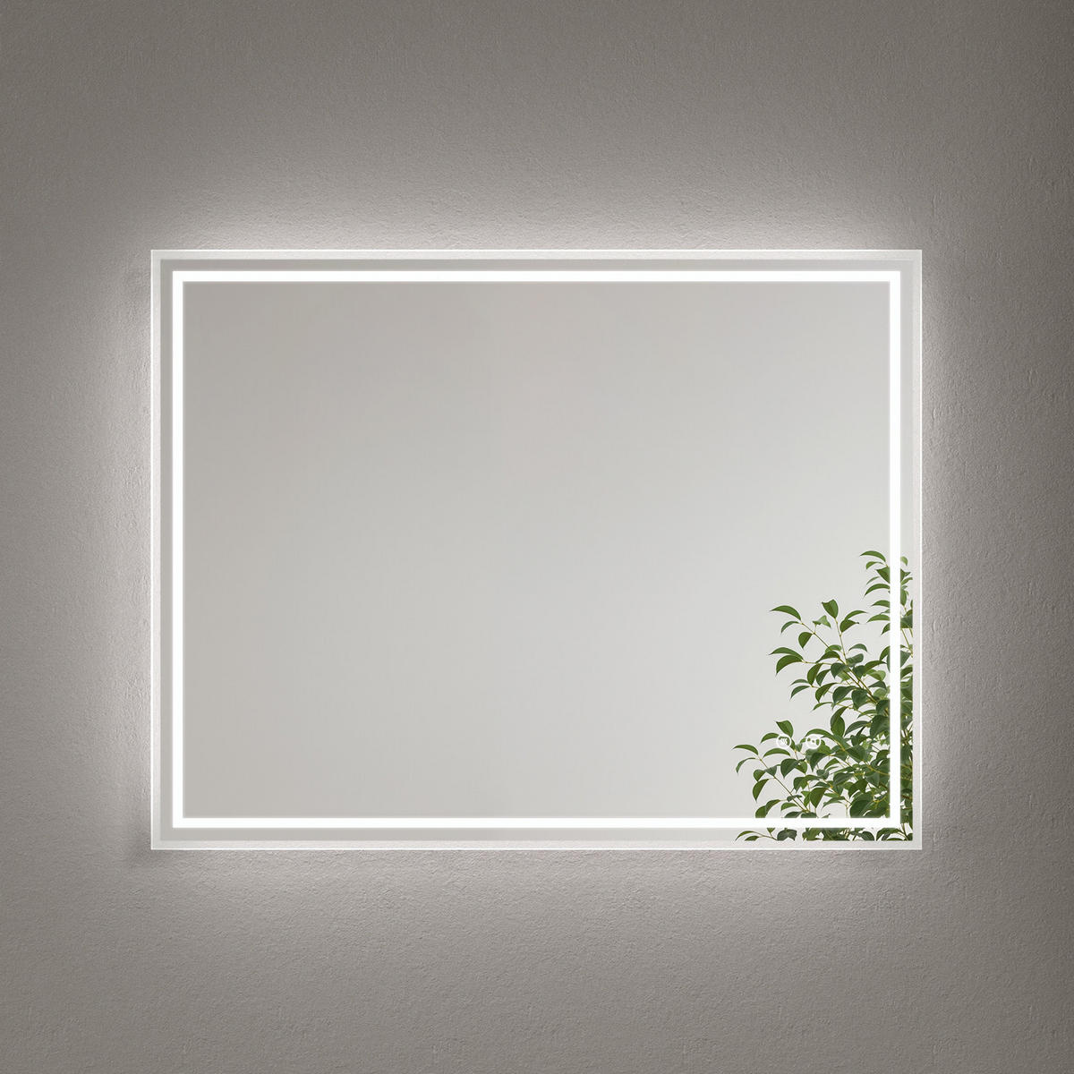 BADSPIEGEL mit Beleuchtung 90/70/3,5 cm - Weiß, Glas (70/3.5/90cm) - EMKE