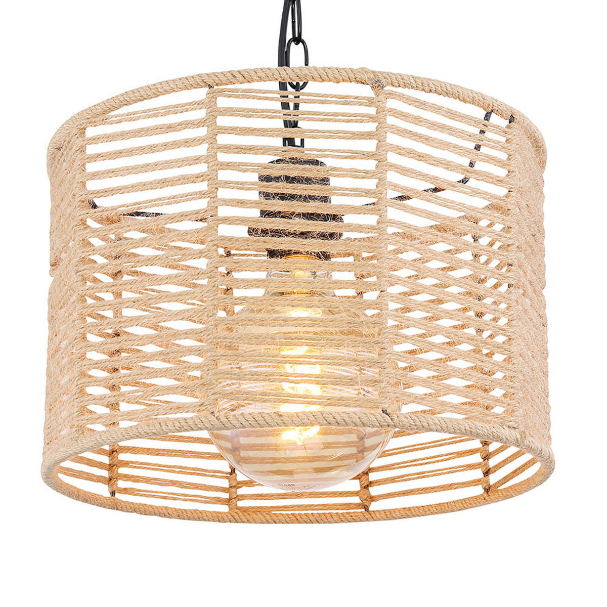 HÄNGELEUCHTE Gitterstabe Schwarz Natur Braun - Schwarz, Metall (31/31/120cm) - Globo Lighting