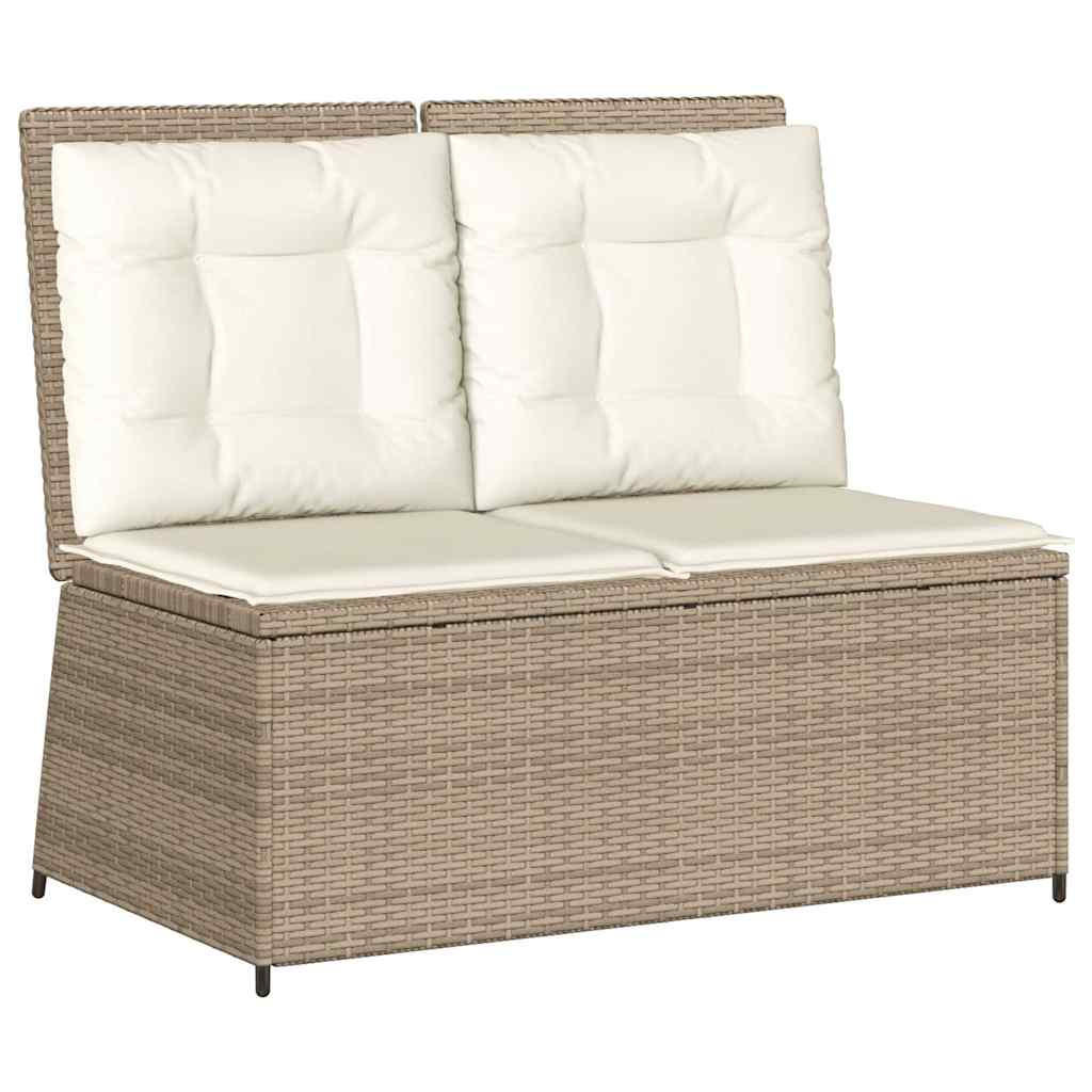 GARTENBANK Verstellbar mit Kissen Beige Poly Rattan - Beige, Kunststoff (95/95/108cm)