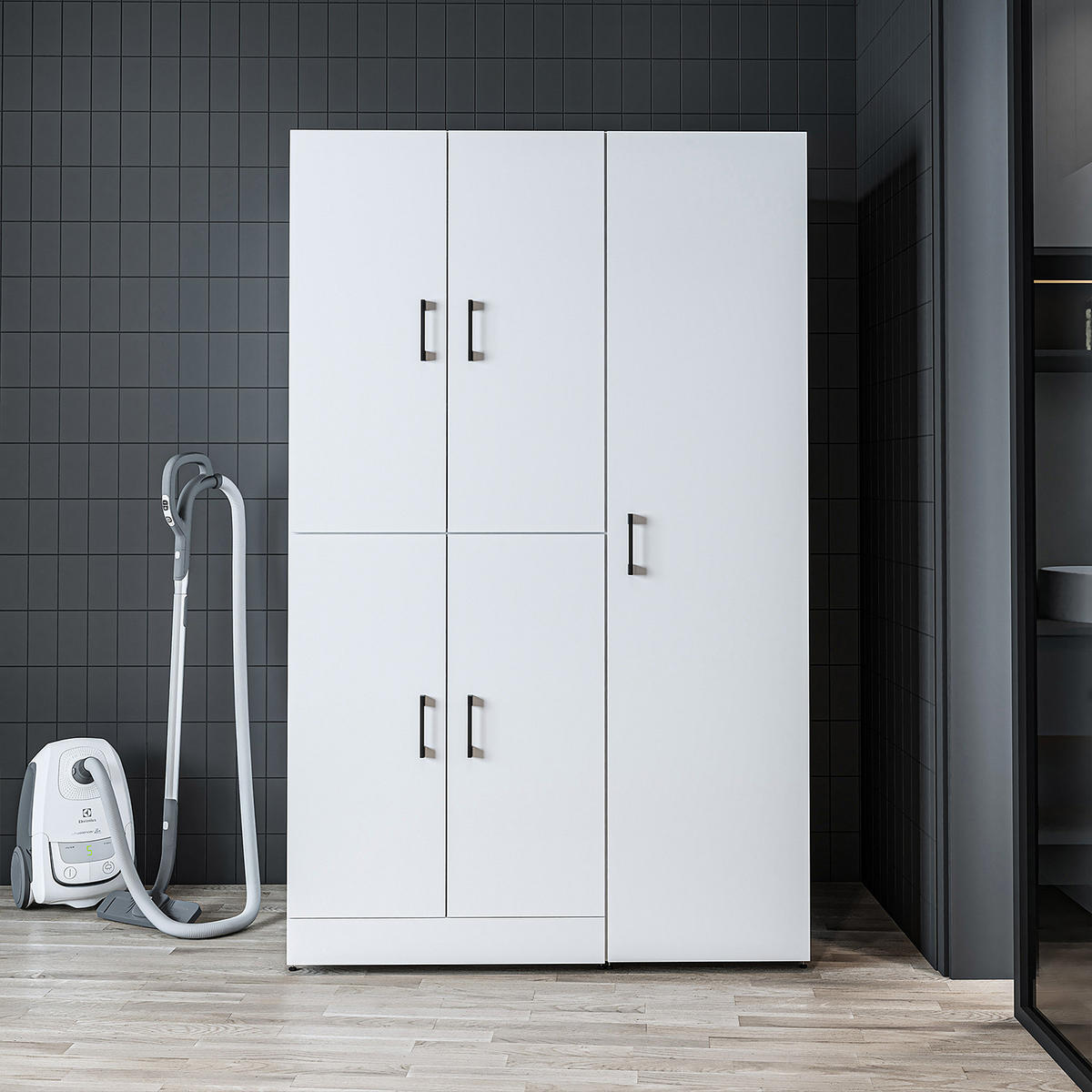 WASCHMASCHINENSCHRANK DORA-II 115cm Breit, 186cm Hoch - Weiß, Holzwerkstoff (115/186/73.8cm)