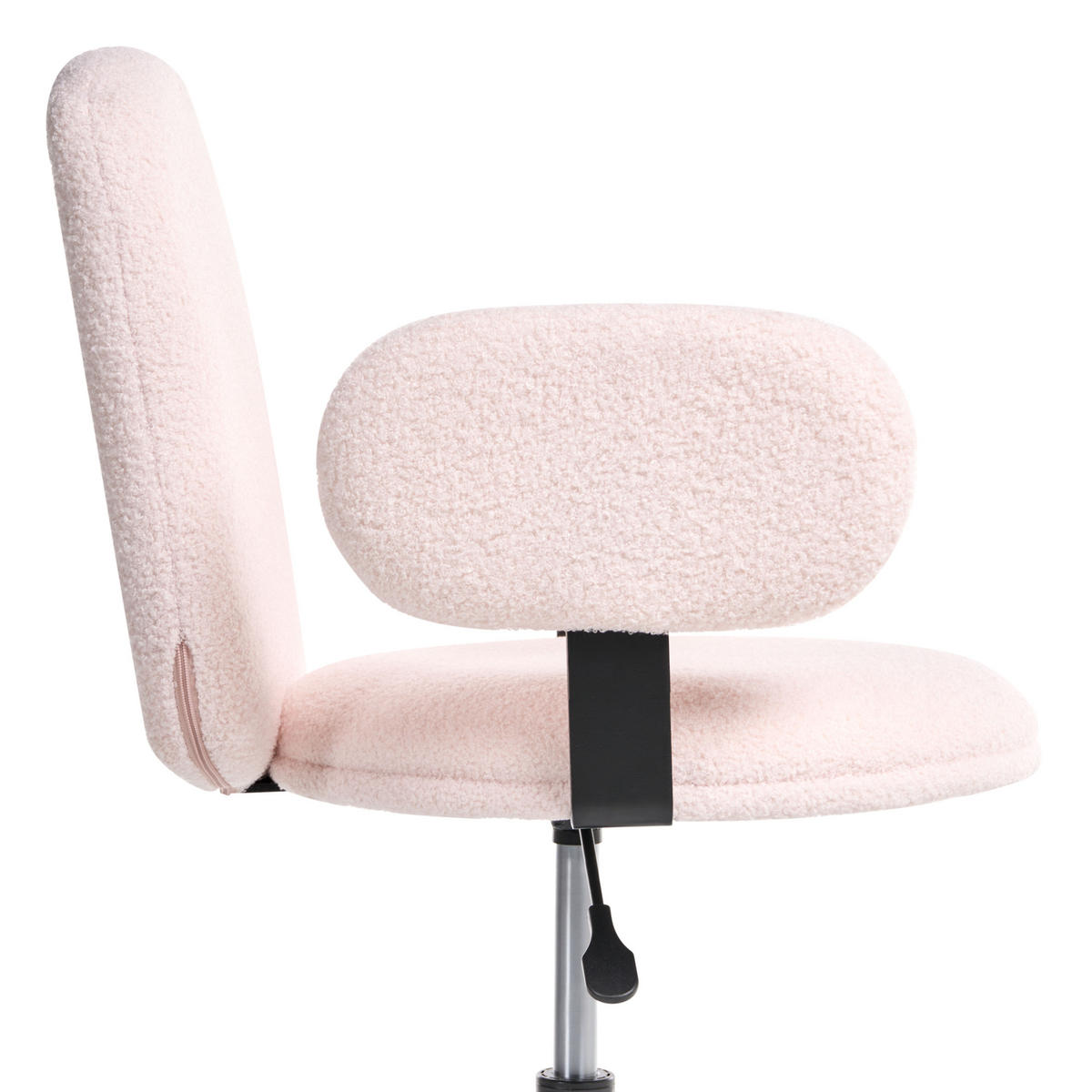 SCHREIBTISCHSTUHL Pastellrosa Bouclé Moraga - Pink/Schwarz, Textil (58/80/58cm) - Beliani