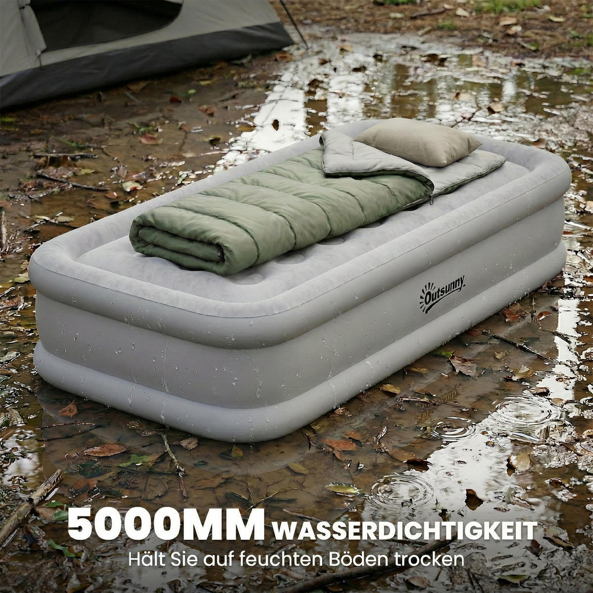 NAFUKOVACÍ MATRACE z plastu 190/97/39 cm šedá - šedá, plast (97/190cm) - Outsunny