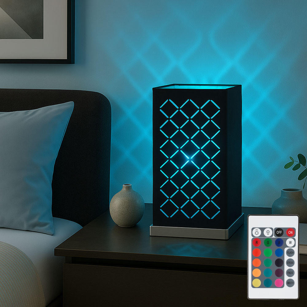 LED TISCHLEUCHTE CLARKE Schwarz Gold - Schwarz, Textil (11/11/25cm)