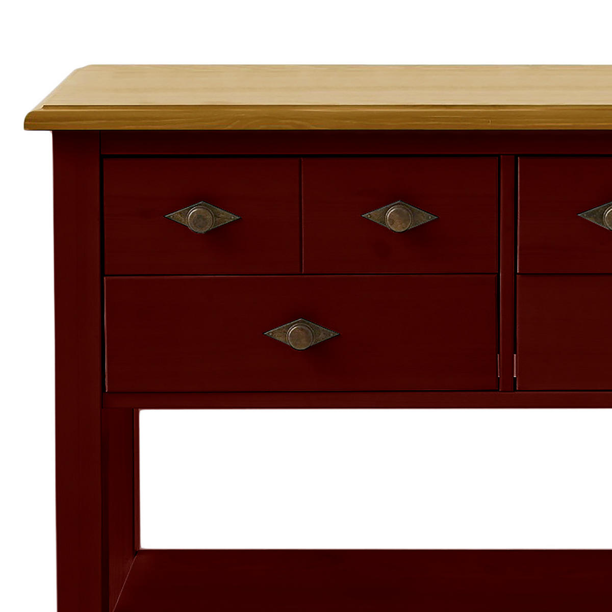 KONSOLENTISCH - Kiefer massiv - Rot/Kieferfarben, Holz (35/102/79cm) - home24