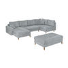 WOHNLANDSCHAFT inkl. Hocker Sigurd Hellgrau Chenille - Hellgrau/Braun, Holz/Textil (310/81/161cm) - S-Style Möbel
