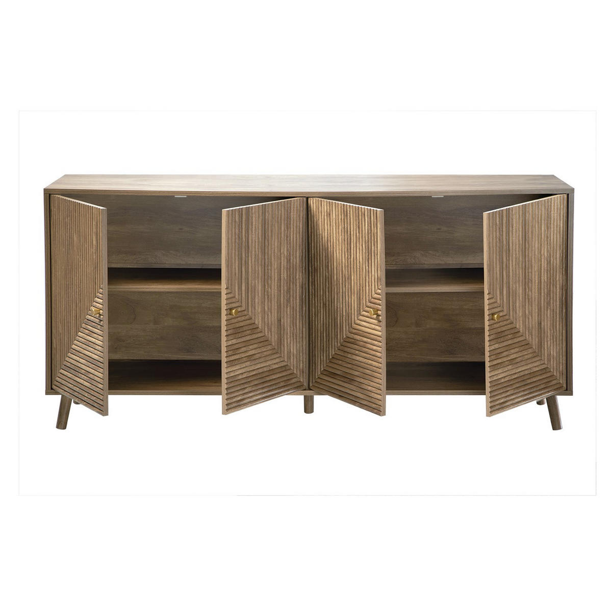 BUFFET mit 4 Türen, laminierten Fronten 39/75/156,5 cm - Eschefarben, Holzwerkstoff (39/75/45cm) - Calicosy