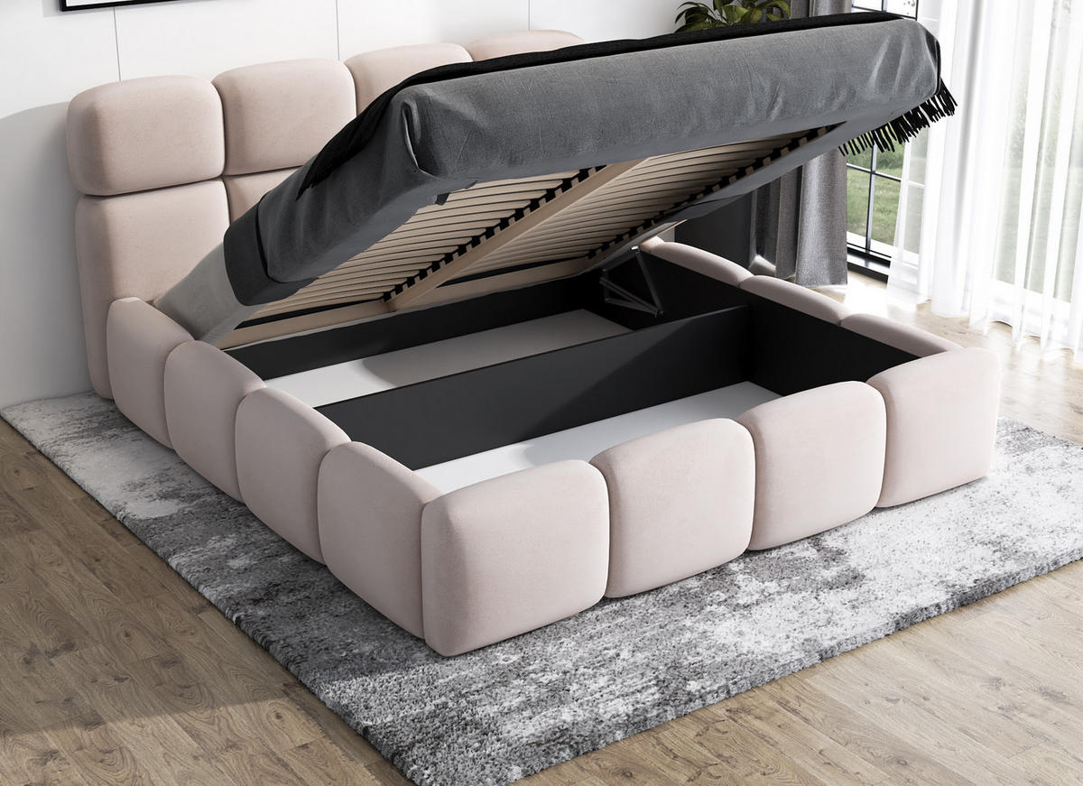 POLSTERBETT MONAKO 120x200 Beige - Beige, Textil (120/200cm) - A&J MöbelLand