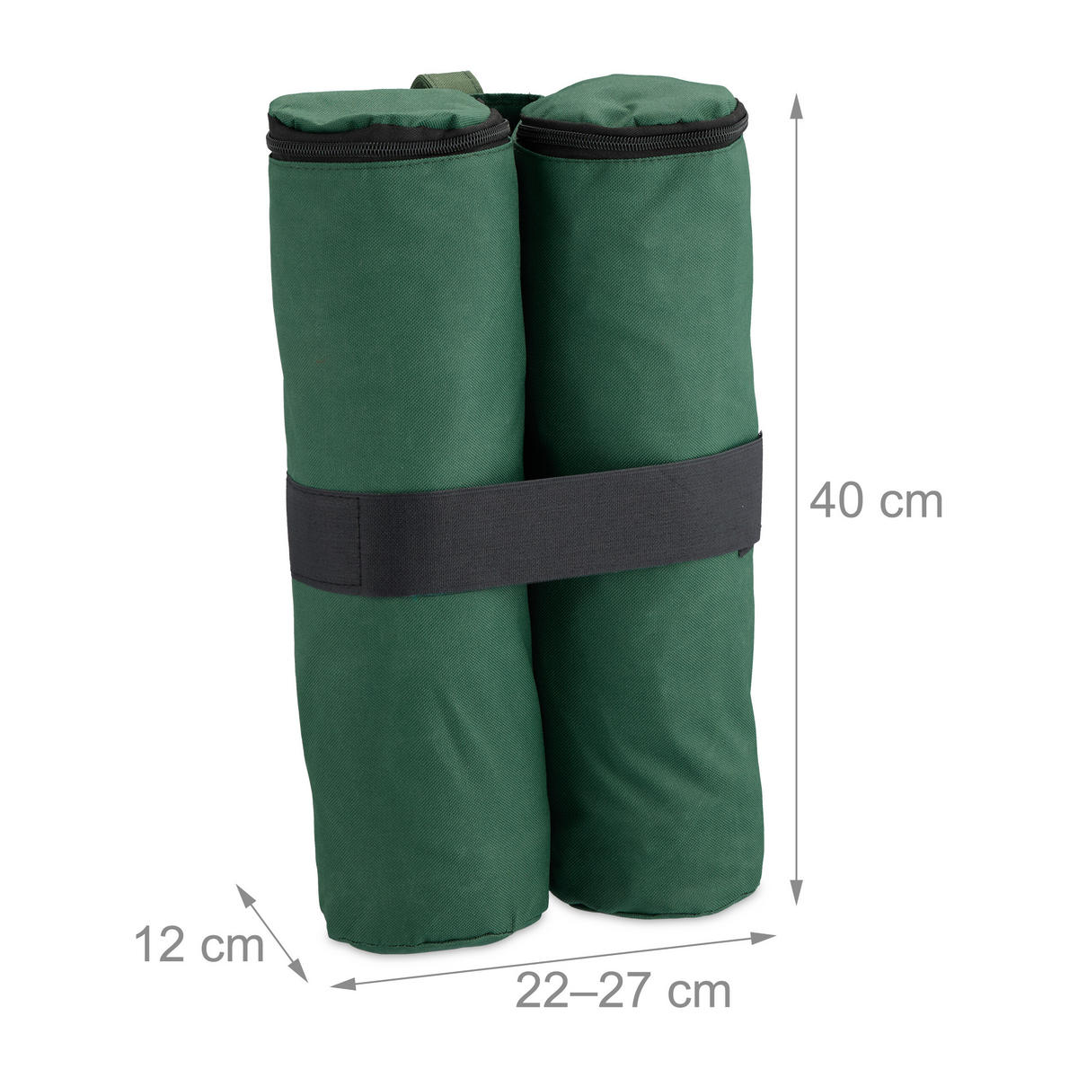 4XPAVILLON-SANDSÄCKE - Dunkelgrün, Textil/Metall (42/40/1.5cm) - Relaxdays