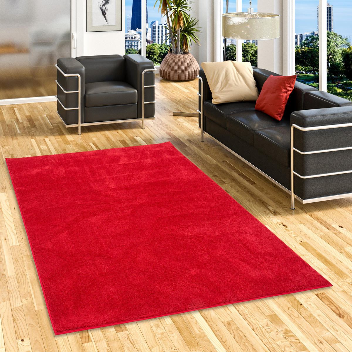 LUXUS SUPER SOFT HOCHFLOR LANGFLOR TEPPICH DELUXE - Rot, Textil (100/300cm) - Snapstyle