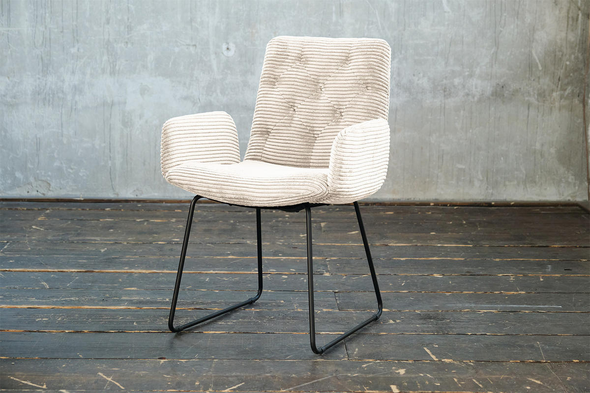 STUHL NEW CHARME Cremeweiß Cord - Creme, Textil (59/87/66cm) - KAWOLA
