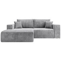 ECKSOFA Farese Mini mit Cordbezug Hellgrau, links - Hellgrau/Schwarz, Textil (240/167cm) - Selsey