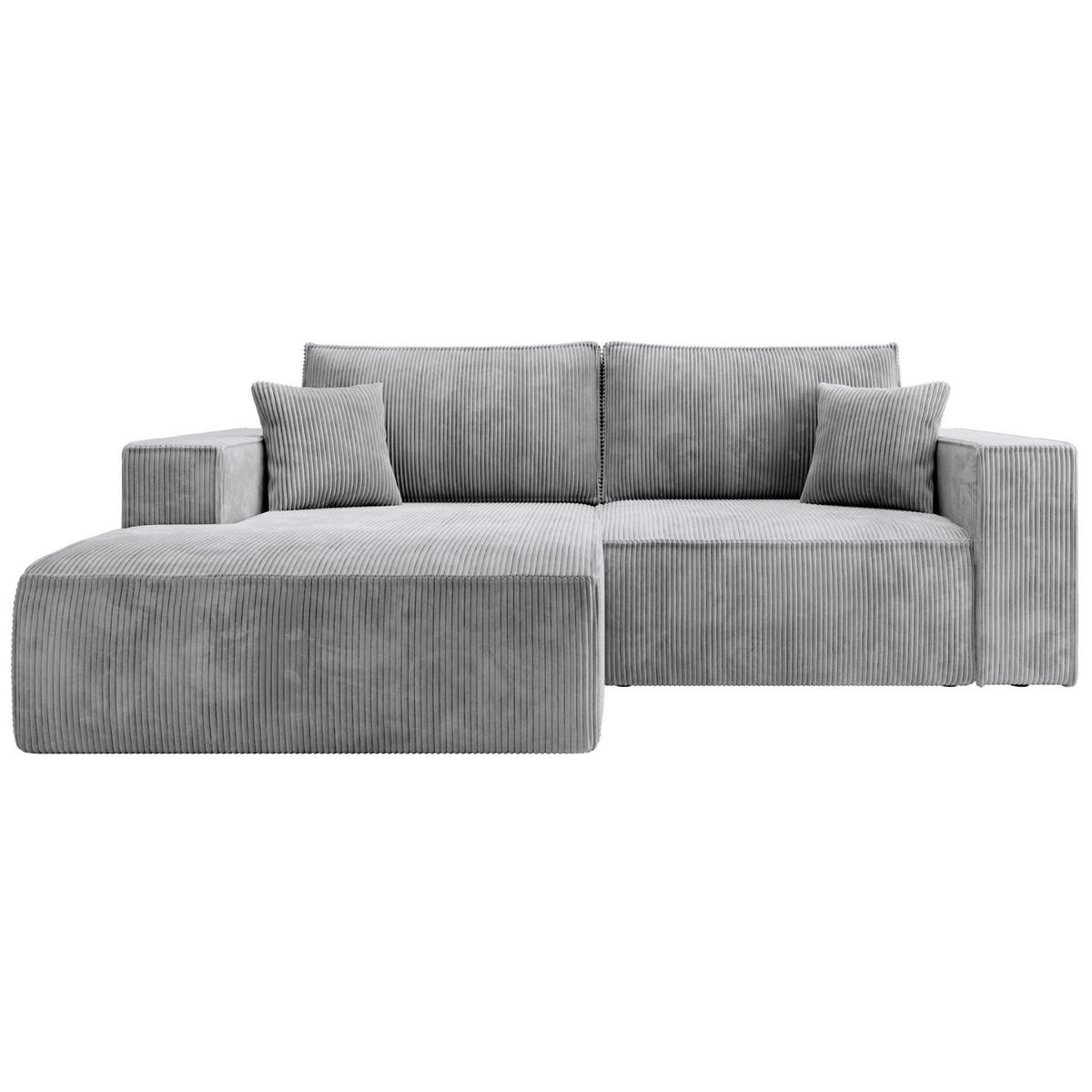 ECKSOFA Farese Mini mit Cordbezug Hellgrau, links - Hellgrau/Schwarz, Textil (240/167cm) - Selsey