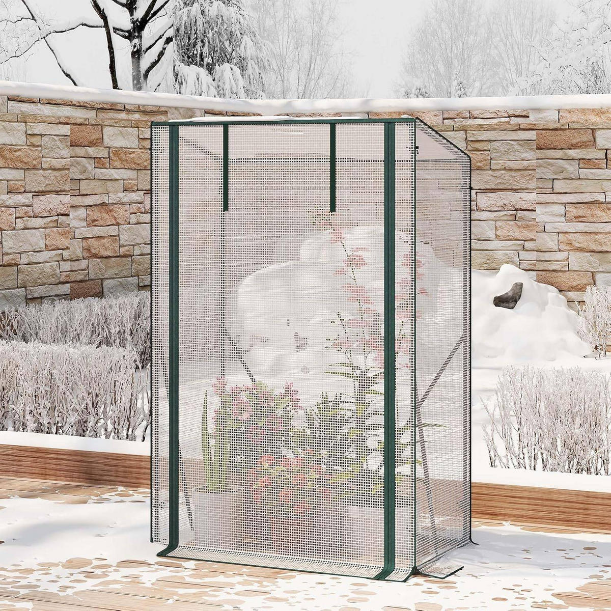 FOLIENGEWÄCHSHAUS, PE-reissfeste, 100x50x150/136 cm - Weiß, Textil/Metall (100/150/50cm) - Woltu