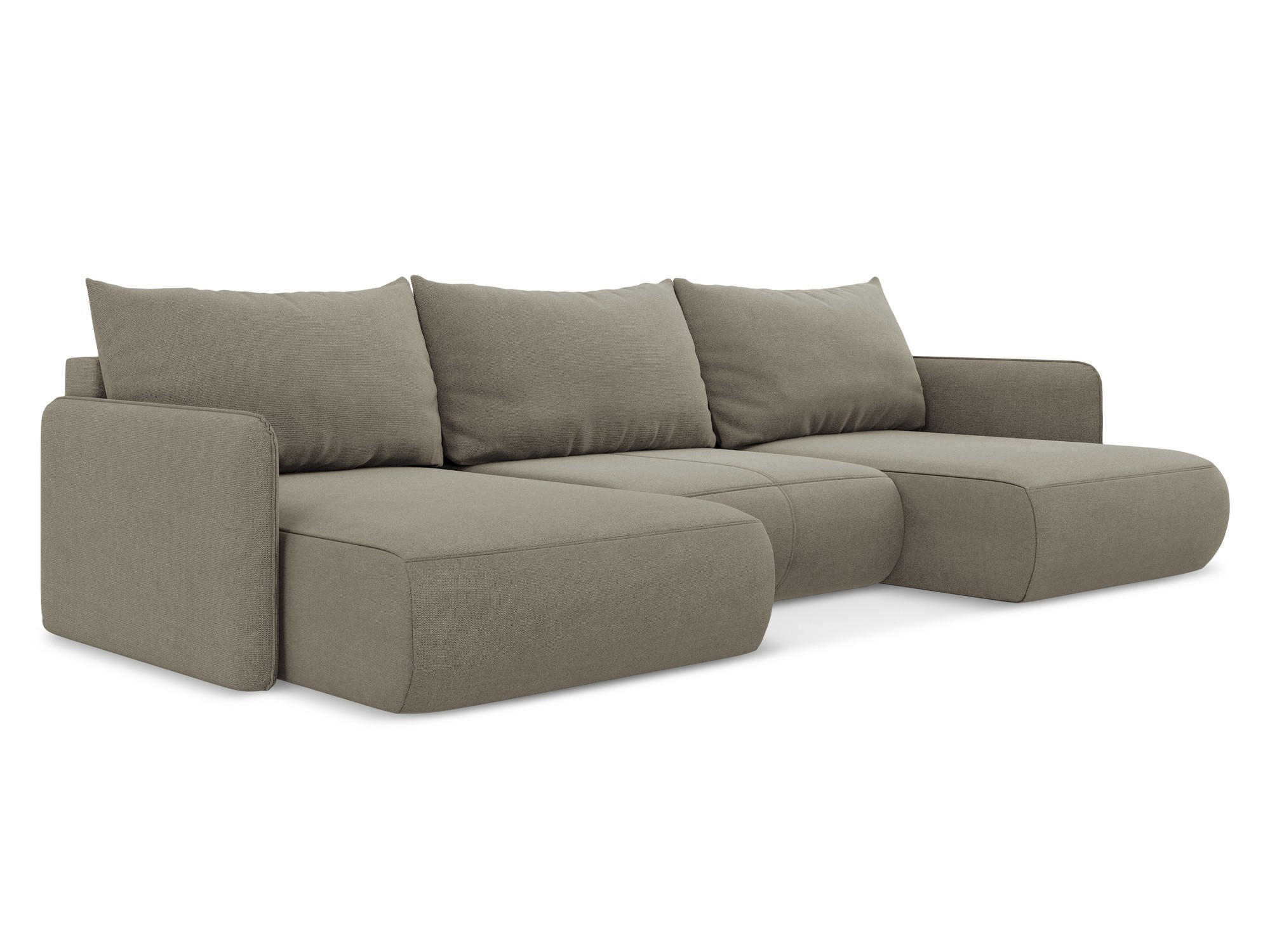 WOHNLANDSCHAFT Strukturstoff Stoff Beige - Beige/Schwarz, Kunststoff/Textil (290/86/148cm) - Makamii