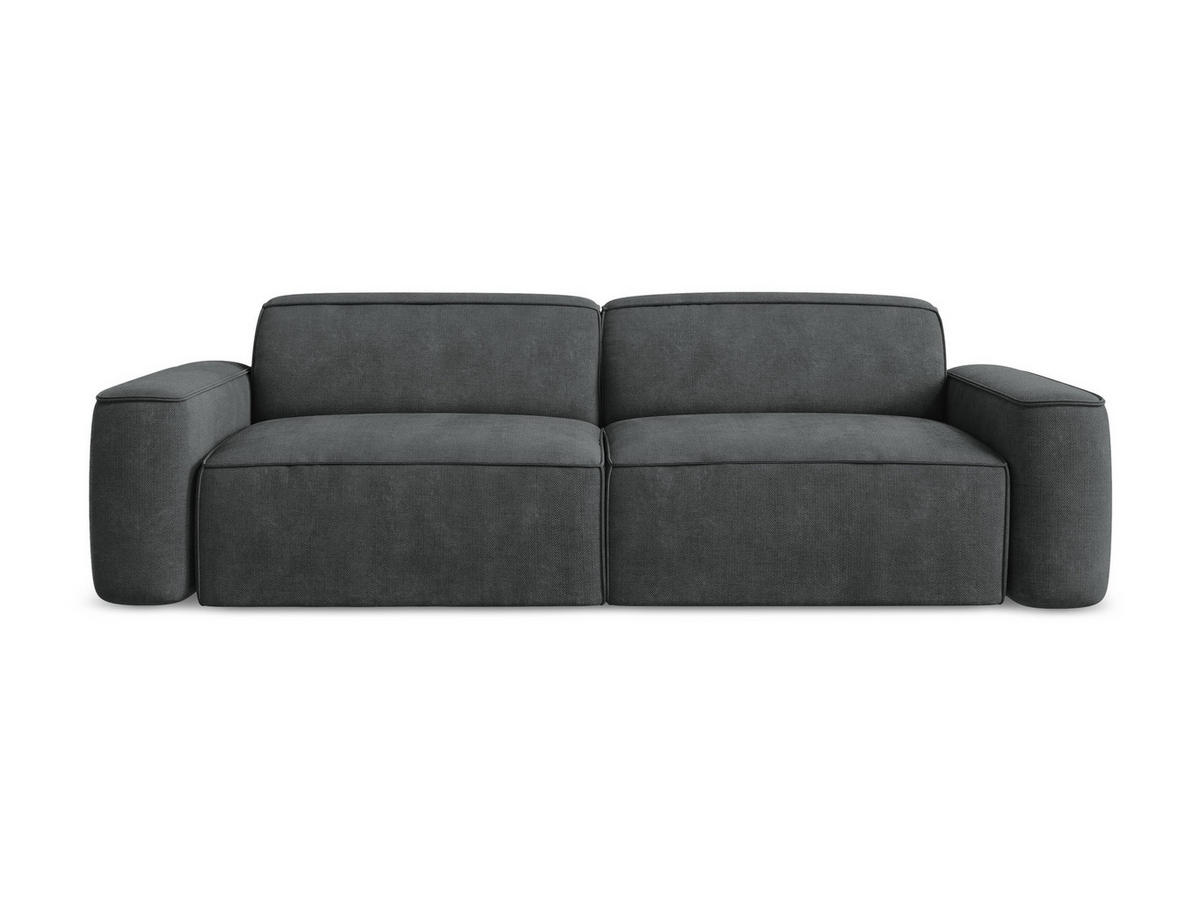 4-SITZER-SOFA Chenille Stoff Grau - Dunkelgrau/Schwarz, Holzwerkstoff/Kunststoff (244/70/102cm) - LaMiaSofa