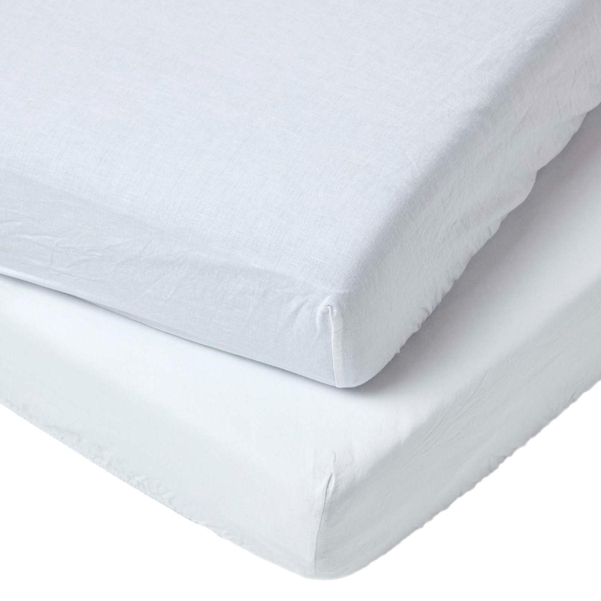 LEINEN-SPANNBETTLAKEN Kinderbett im 2er-Set, 70/140 cm - Weiß, Textil (70/140cm) - Homescapes