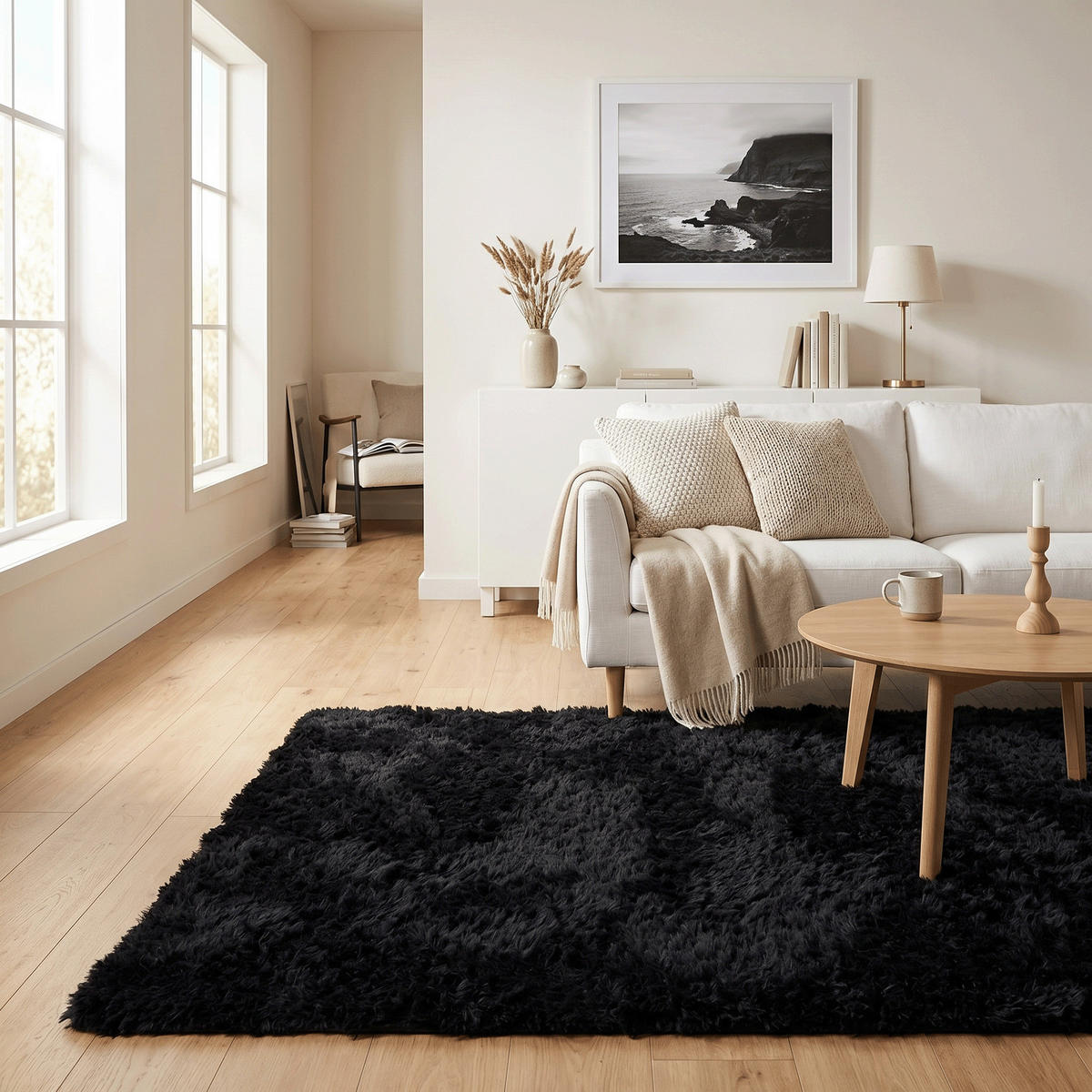 HOCHFLOR SHAGGY TEPPICH FLUFFY - Schwarz, Textil (200/250cm) - Pergamon