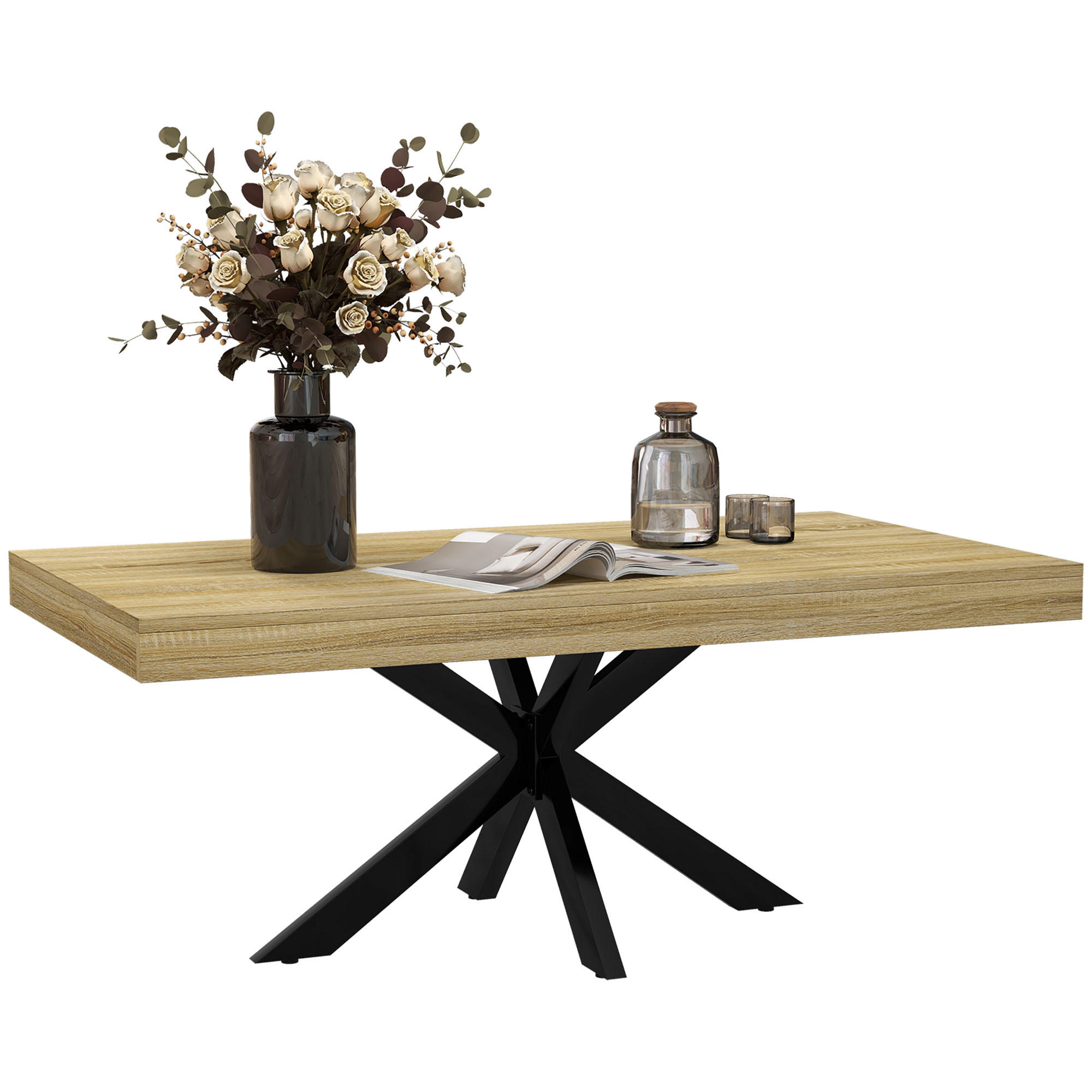 COUCHTISCH DE-15761 industrieller Stil Holzfarbe - Naturfarben, Holzwerkstoff (110/60/45cm) - ComfortXL