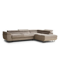 ECKSOFA Concord Grau braun Chenille-Stoff - Rechts Seite - Graubraun/Schwarz, Holz/Holzwerkstoff (277/203cm) - Maison de Reve