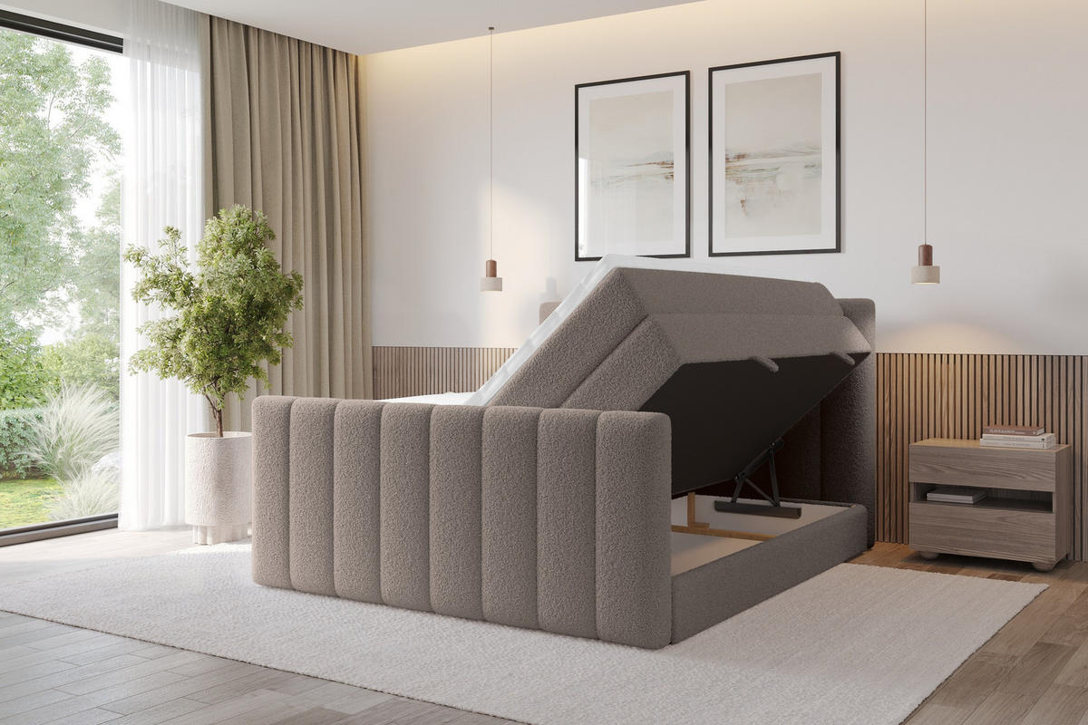 BOXSPRINGOVÁ POSTEL s matrací H3/H4 - OTTA-Z KING - 120x200 cm Hnědá - hnědá, kompozitní dřevo (120/200cm) - ALTDECOR