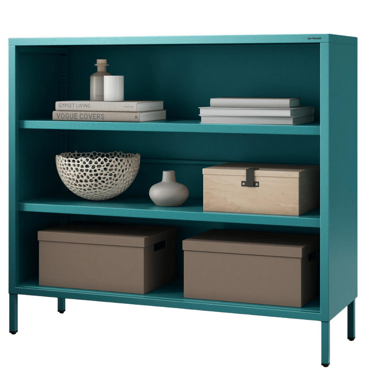 KOMMODE Metall offen WORF 4 Ebenen 90x100x35cm Türkis - Türkis, Metall (100/90/35cm) - DELUKE