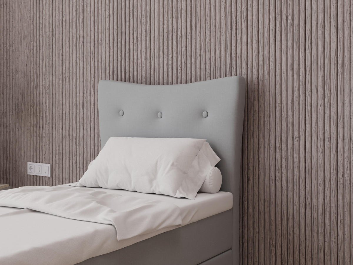 BOXBETT Nevada 90 x 200 cm Doppelbett mit hochwertiger Bonell-Matratze und Topper - grau - Grau, Holz (90/200cm) - Panda Möbel