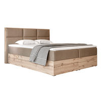 BOXBETT LAVIO 160/200 cm, in Hellbraun, mit Matratze und Topper - Hellbraun, Holzwerkstoff/Textil (160/200cm) - Idohome