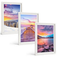 BILDER SET 3er Set - 40x60 cm Weißer Rahmen - Winterliche Bergseelandschaft - Weiß, Kunststoff (40/60cm) - TULUP