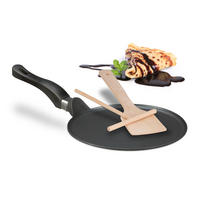 CRÊPEPFANNE - Schwarz, Holz/Kunststoff (25/45/9cm) - Relaxdays