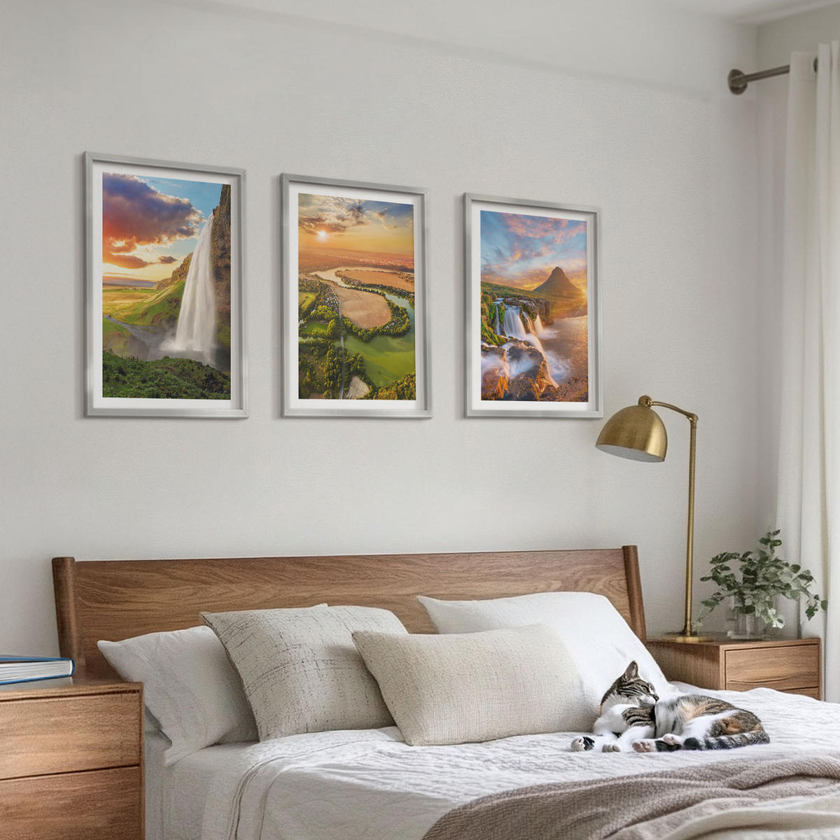 WANDBILDER 3er Set - 40x60 cm Silberner Rahmen - Wasserfälle Landschaften im Westen - Silberfarben, Kunststoff (40/60cm) - ArtPrintCave