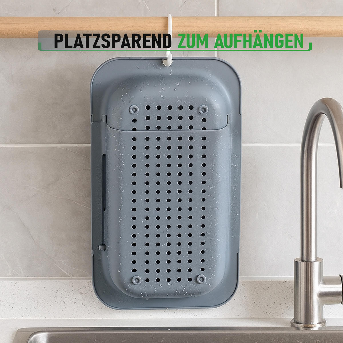 SPÜLBECKEN Abtropfkorb - ausziehbar 34–48,5 cm - Grau, Kunststoff (34/6/20cm) - Bestlivings