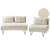 3-SITZER-SOFA SET Bouclé hellbeige/schwarz Vestfold - Beige/Schwarz, Textil (78/78/130cm) - Beliani