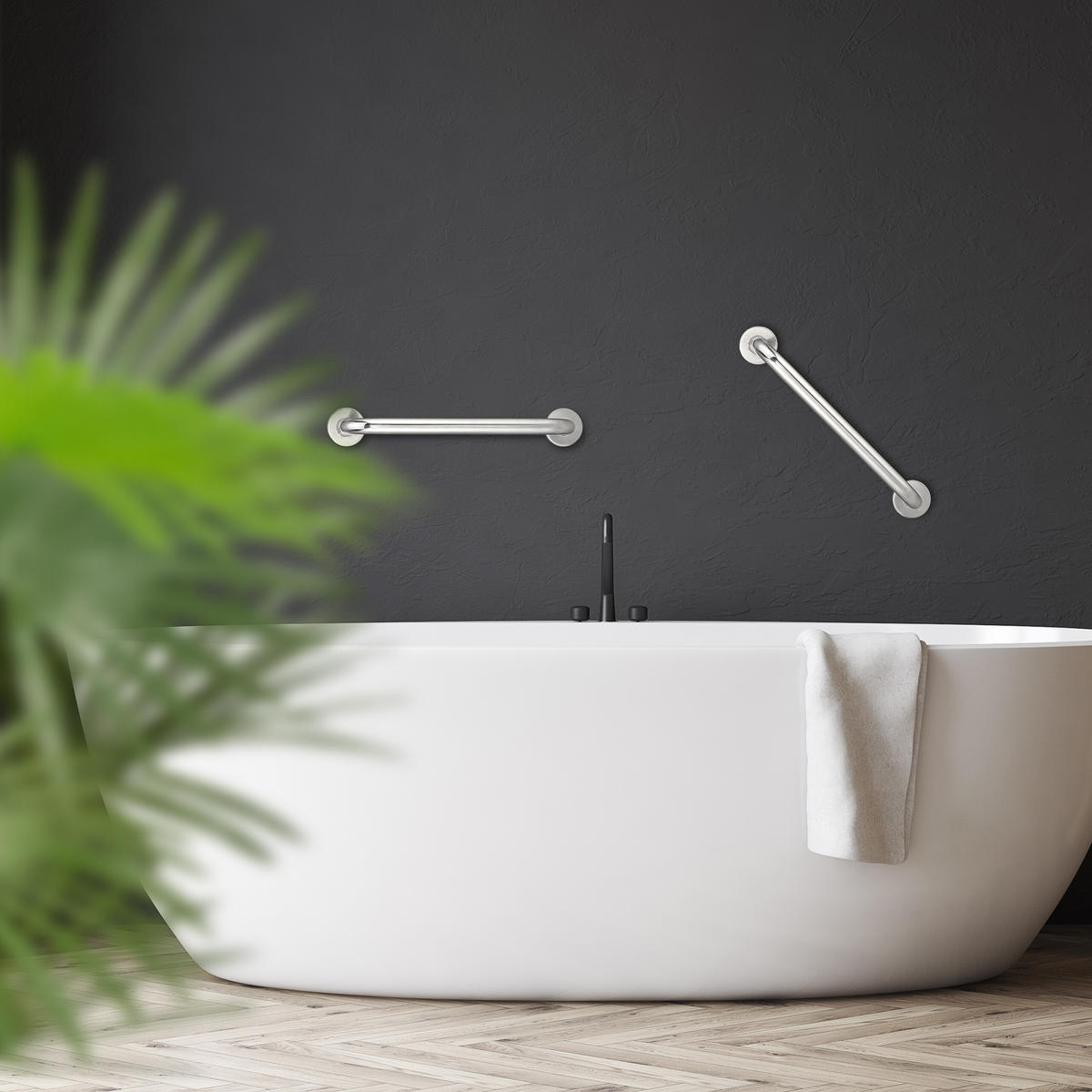 2XHALTEGRIFF - Silberfarben, Metall (40/6/8cm) - Relaxdays