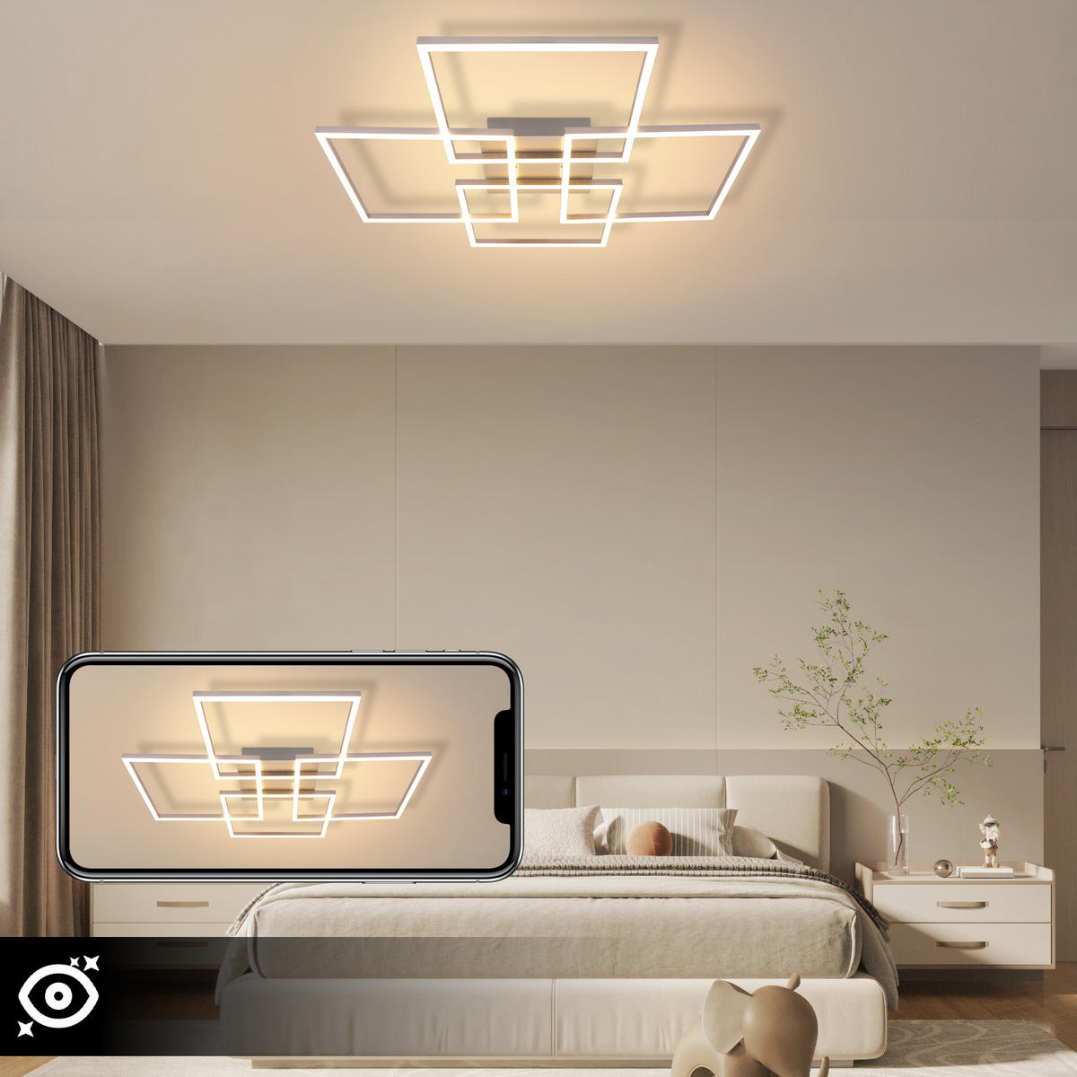 LED-DECKENLEUCHTE Morgengrim 72.4/7.3/72.4 cm - Silberfarben, Metall (72.4/72.4/7.3cm) - ZMH