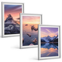 BILDER SET 3er Set - 40x60 cm Silberner Rahmen - Berglandschaft, See, Westen - Silberfarben, Kunststoff (40/60cm) - TULUP
