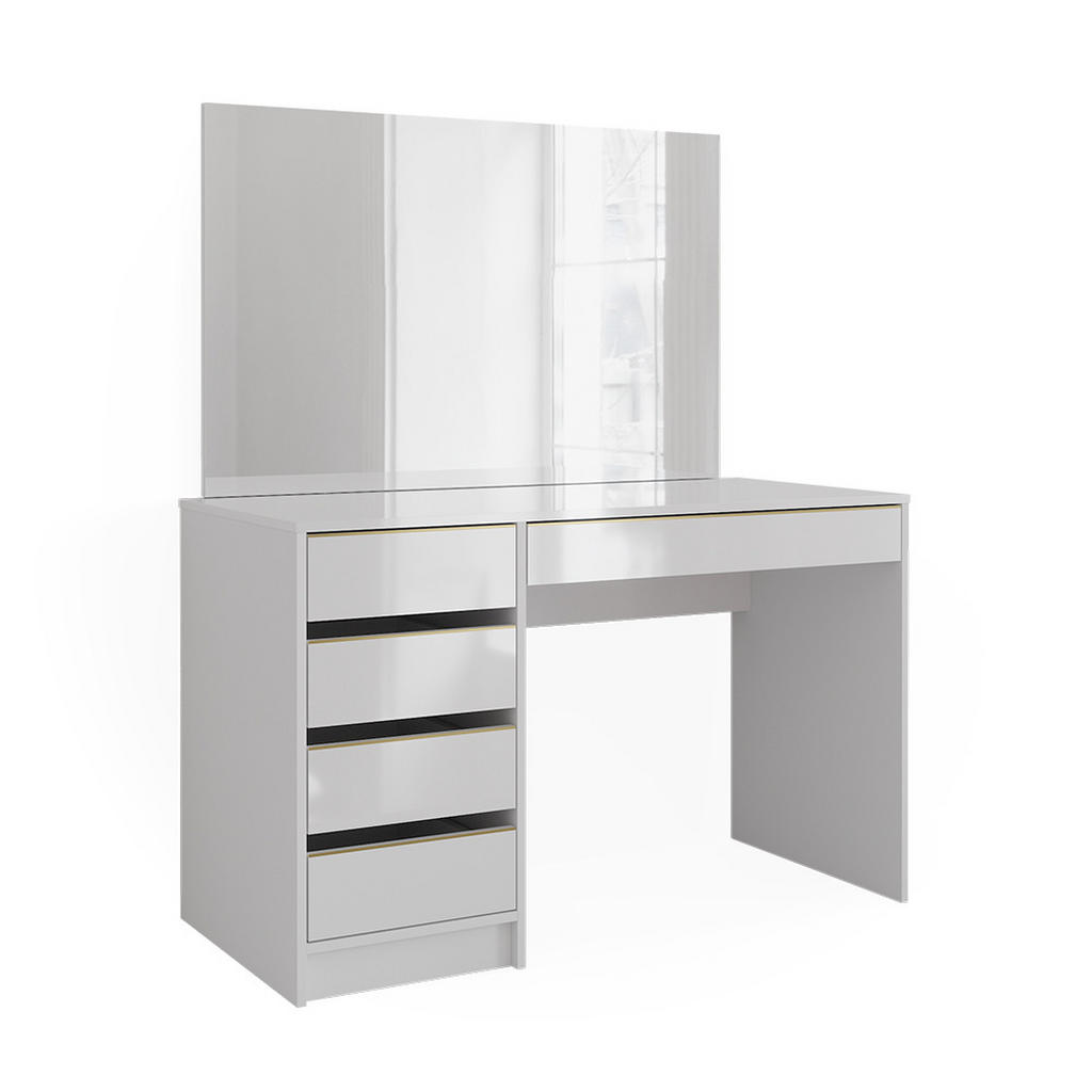 MASĂ DE TOALETĂ Sherry Alb/Auriu 120 cm cu oglinda